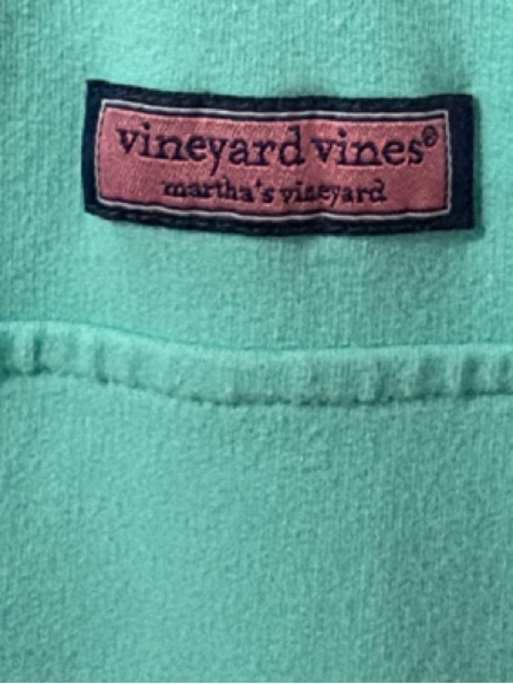 Vineyard Vines Sz L Aqua Quarter-Zip Pullover with Pink Floral Shoulder Panels - Picture 2 of 8